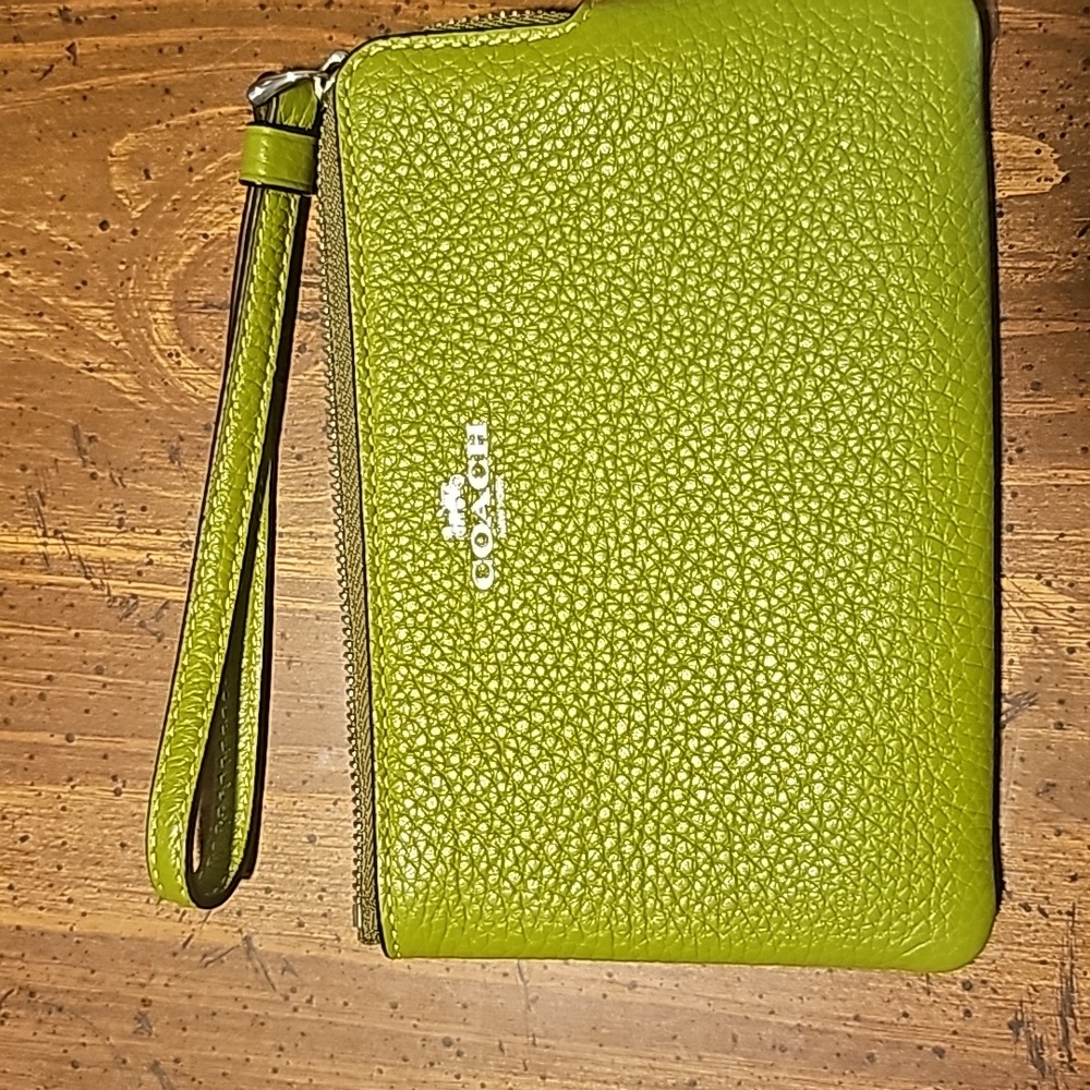 Coach lime green wristlet